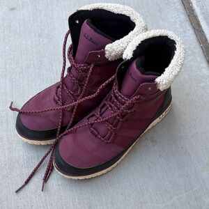 L.L. Bean Women's Burgundy Sherpa-Lined Lace-Up Winter Boots